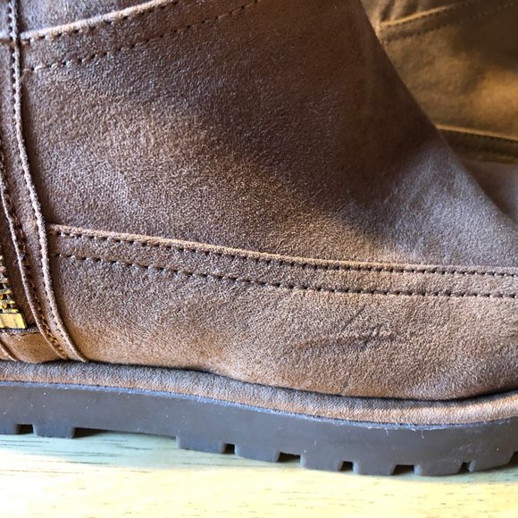 NWD GUESS FAUX SUEDE/FUR ZIP-UP BUCKLE BOOTIES 8.5 - Picture 7 of 8